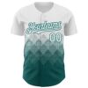 Custom White Teal 3D Gradient Square Shape Authentic Baseball Jersey