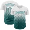 Custom White Teal 3D Gradient Square Shape Authentic Baseball Jersey