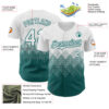 Custom White Teal 3D Gradient Square Shape Authentic Baseball Jersey