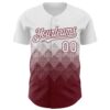 Custom White Burgundy 3D Gradient Square Shape Authentic Baseball Jersey