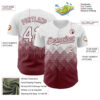 Custom White Burgundy 3D Gradient Square Shape Authentic Baseball Jersey