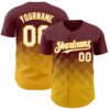 Custom Burgundy White-Gold 3D Gradient Square Shape Authentic Baseball Jersey