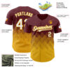 Custom Burgundy White-Gold 3D Gradient Square Shape Authentic Baseball Jersey