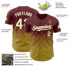 Custom Burgundy White-Old Gold 3D Gradient Square Shape Authentic Baseball Jersey