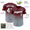 Custom Burgundy White-Gray 3D Gradient Square Shape Authentic Baseball Jersey