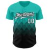 Custom Aqua White-Black 3D Gradient Square Shape Authentic Baseball Jersey