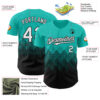 Custom Aqua White-Black 3D Gradient Square Shape Authentic Baseball Jersey
