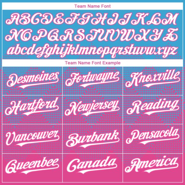 Custom Sky Blue White-Pink 3D Gradient Square Shape Authentic Baseball Jersey