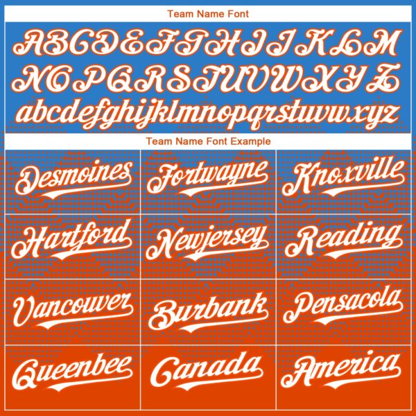 Custom Electric Blue White-Orange 3D Gradient Square Shape Authentic Baseball Jersey