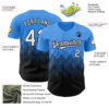 Custom Electric Blue White-Black 3D Gradient Square Shape Authentic Baseball Jersey