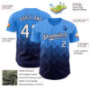 Custom Electric Blue White-Navy 3D Gradient Square Shape Authentic Baseball Jersey