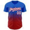 Custom Thunder Blue White-Red 3D Gradient Square Shape Authentic Baseball Jersey