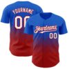 Custom Thunder Blue White-Red 3D Gradient Square Shape Authentic Baseball Jersey