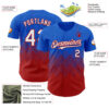 Custom Thunder Blue White-Red 3D Gradient Square Shape Authentic Baseball Jersey
