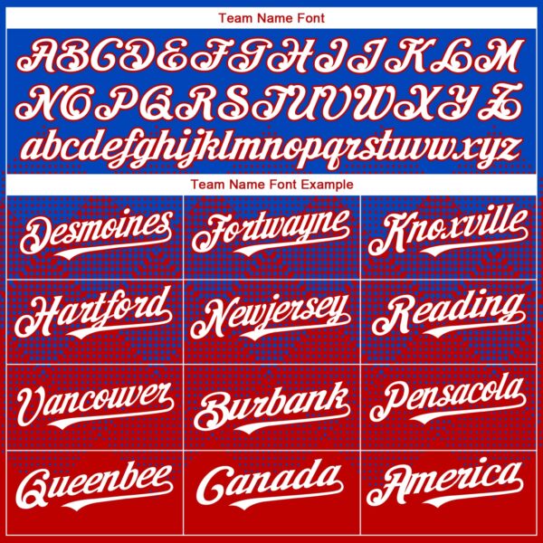 Custom Thunder Blue White-Red 3D Gradient Square Shape Authentic Baseball Jersey