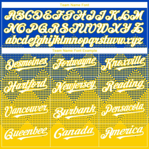 Custom Thunder Blue White-Yellow 3D Gradient Square Shape Authentic Baseball Jersey