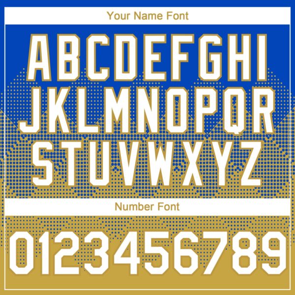 Custom Thunder Blue White-Old Gold 3D Gradient Square Shape Authentic Baseball Jersey