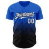 Custom Thunder Blue White-Black 3D Gradient Square Shape Authentic Baseball Jersey