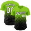 Custom Neon Green White-Black 3D Gradient Square Shape Authentic Baseball Jersey