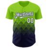 Custom Neon Green White-Navy 3D Gradient Square Shape Authentic Baseball Jersey