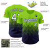 Custom Neon Green White-Navy 3D Gradient Square Shape Authentic Baseball Jersey