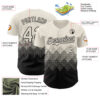 Custom Cream Black 3D Gradient Square Shape Authentic Baseball Jersey