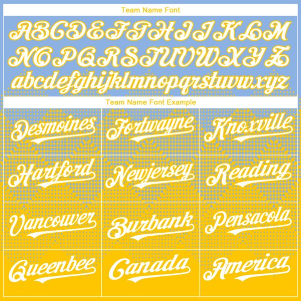 Custom Light Blue White-Yellow 3D Gradient Square Shape Authentic Baseball Jersey