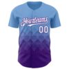 Custom Light Blue White-Purple 3D Gradient Square Shape Authentic Baseball Jersey