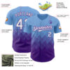 Custom Light Blue White-Purple 3D Gradient Square Shape Authentic Baseball Jersey