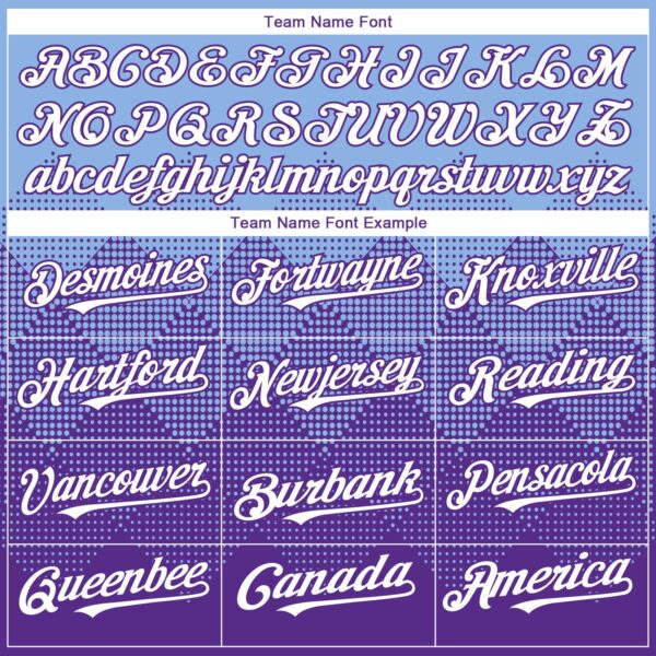 Custom Light Blue White-Purple 3D Gradient Square Shape Authentic Baseball Jersey
