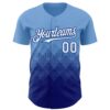 Custom Light Blue White-Royal 3D Gradient Square Shape Authentic Baseball Jersey