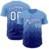 Custom Light Blue White-Royal 3D Gradient Square Shape Authentic Baseball Jersey
