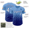 Custom Light Blue White-Royal 3D Gradient Square Shape Authentic Baseball Jersey