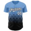 Custom Light Blue White-Black 3D Gradient Square Shape Authentic Baseball Jersey