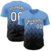 Custom Light Blue White-Black 3D Gradient Square Shape Authentic Baseball Jersey