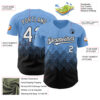 Custom Light Blue White-Black 3D Gradient Square Shape Authentic Baseball Jersey