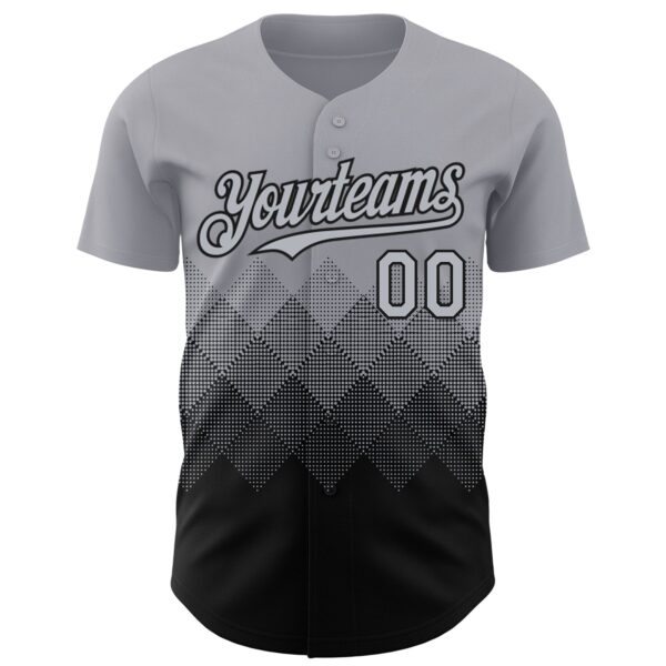 Custom Gray Black 3D Gradient Square Shape Authentic Baseball Jersey