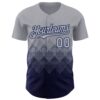 Custom Gray Navy 3D Gradient Square Shape Authentic Baseball Jersey