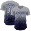 Custom Gray Navy 3D Gradient Square Shape Authentic Baseball Jersey
