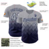 Custom Gray Navy 3D Gradient Square Shape Authentic Baseball Jersey