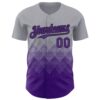 Custom Gray Purple-Black 3D Gradient Square Shape Authentic Baseball Jersey