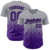 Custom Gray Purple-Black 3D Gradient Square Shape Authentic Baseball Jersey
