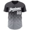 Custom Steel Gray White-Gray 3D Gradient Square Shape Authentic Baseball Jersey