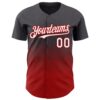 Custom Steel Gray White-Red 3D Gradient Square Shape Authentic Baseball Jersey