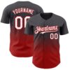 Custom Steel Gray White-Red 3D Gradient Square Shape Authentic Baseball Jersey