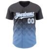 Custom Steel Gray White-Light Blue 3D Gradient Square Shape Authentic Baseball Jersey