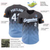 Custom Steel Gray White-Light Blue 3D Gradient Square Shape Authentic Baseball Jersey