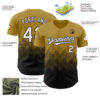 Custom Old Gold White-Black 3D Gradient Square Shape Authentic Baseball Jersey