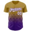 Custom Old Gold White-Purple 3D Gradient Square Shape Authentic Baseball Jersey
