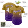 Custom Old Gold White-Purple 3D Gradient Square Shape Authentic Baseball Jersey